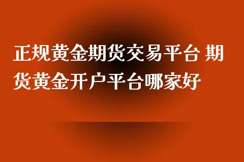 正规黄金期货交易平台 期货黄金开户平台哪家好_https://www.xyskdbj.com_期货学院_第1张