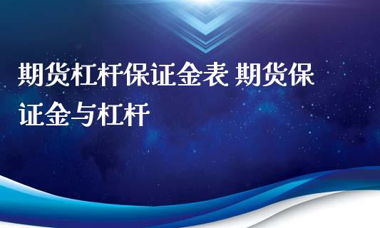 期货杠杆保证金表 期货保证金与杠杆_https://www.xyskdbj.com_原油行情_第1张