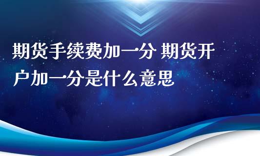 期货手续费加一分 期货开户加一分是什么意思_https://www.xyskdbj.com_期货学院_第1张