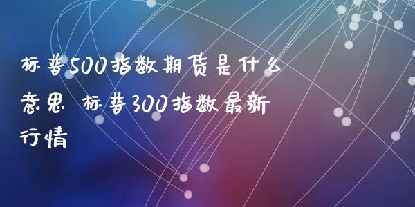 标普500指数期货是什么意思 标普300指数最新行情_https://www.xyskdbj.com_期货平台_第1张